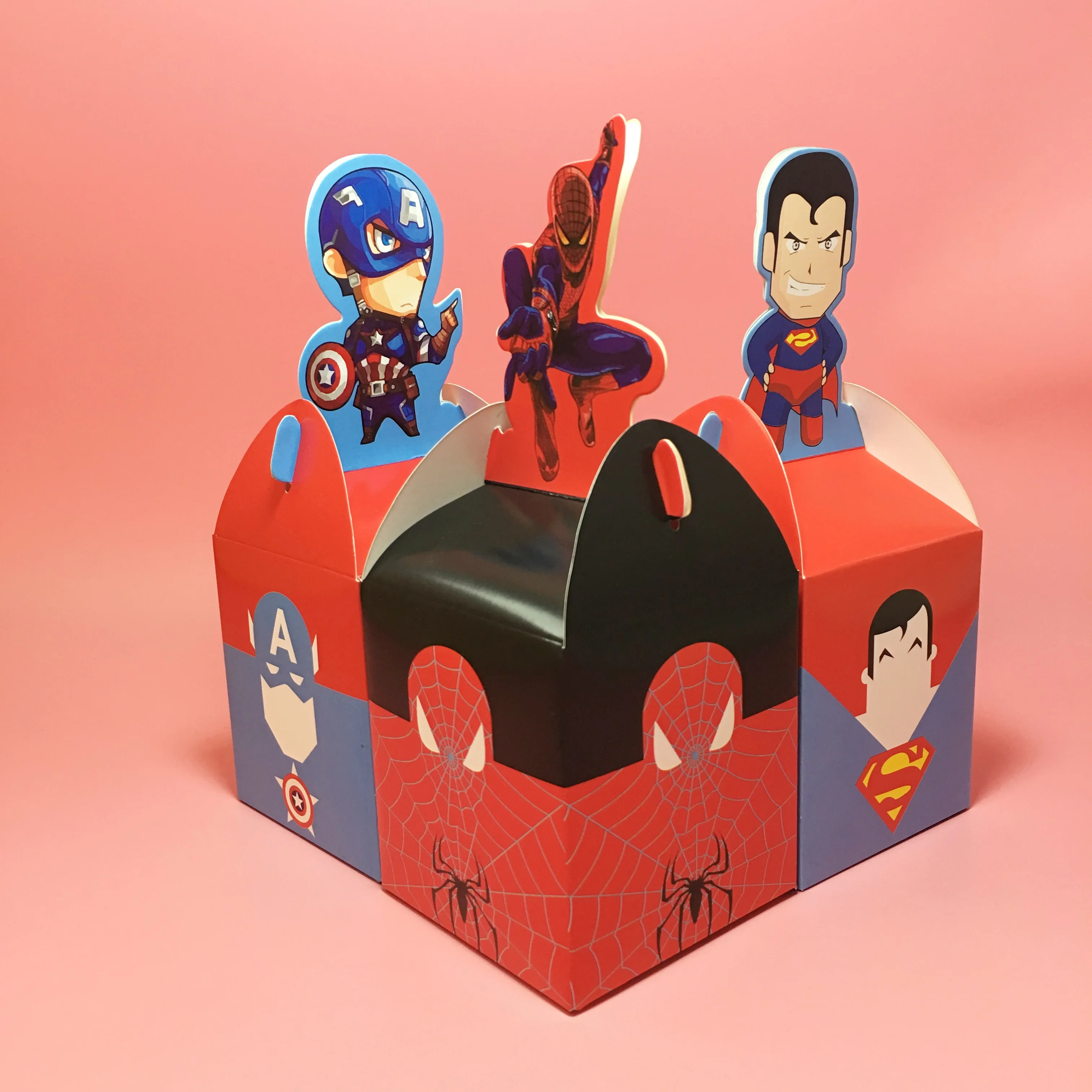 Spiderman zaopatrzenie firm Kid Superhero Decor Treat dzieci Baby Shower urodziny sprzyja pudełko cukierków ciasto pudełko Xmas Apple Boxes