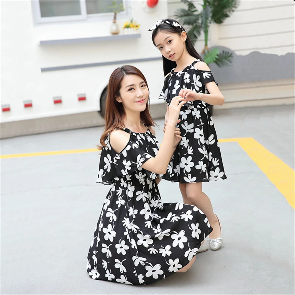 Mother Daughter Dresses Family Clothing Matching Mum Girl Clothes Family Look Bohemian Dress Roupa Mae e Filha Rapa Mama e Hija