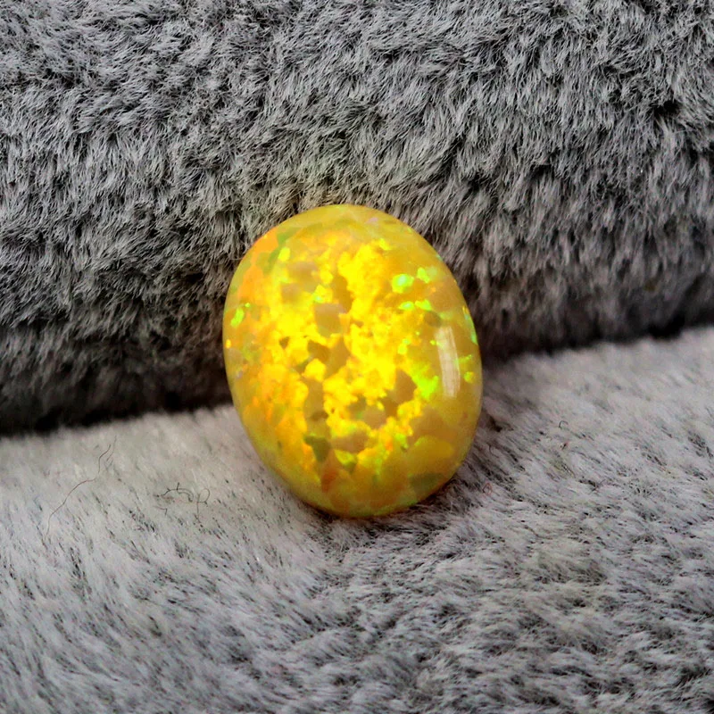 yellow opal stone loose beads gemstones oval shape flat base cabochon created gemstone for jewelry making DIY precious stones