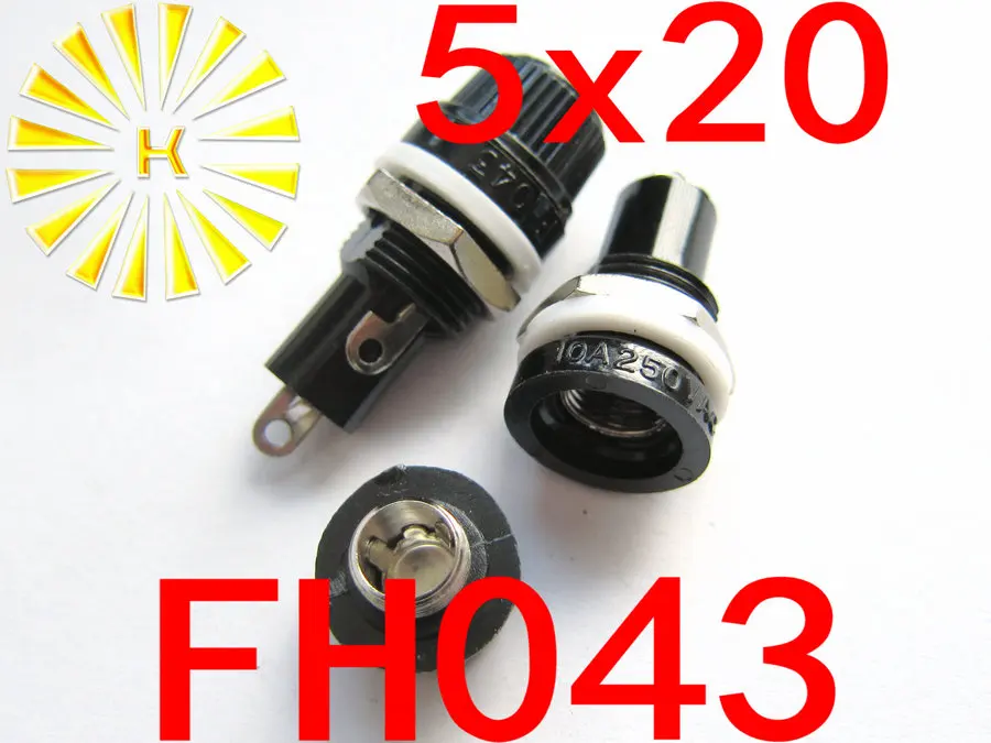 

FH043 5*20mm 10A 250VAC Black Fuse Holder x 200pcs