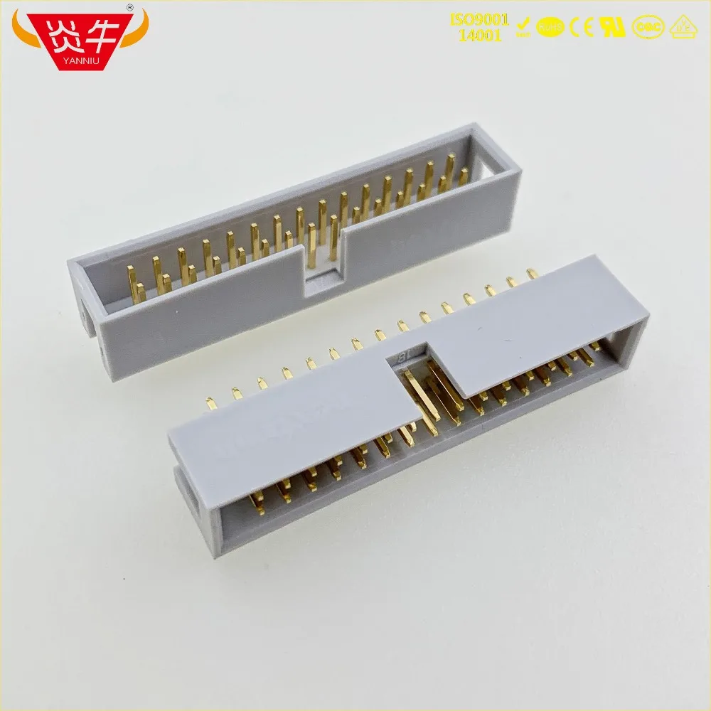 50Pcs DC3-30P GREY WHITE 30PIN IDC SOCKET BOX 2.54mm PITCH BOX HEADER STRAIGHT CONNECTOR CONTACT PART GOLD-PLATED 3Au YANNIU