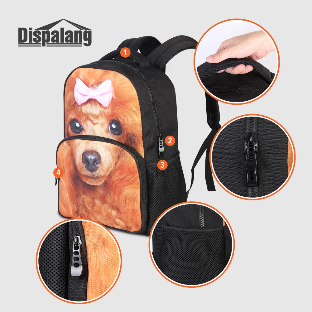 Dispalang 3d golfinho impressão mochilas do ensino médio para meninas adolescentes animal tubarão sacos de escola bookbag feminino lona pacote