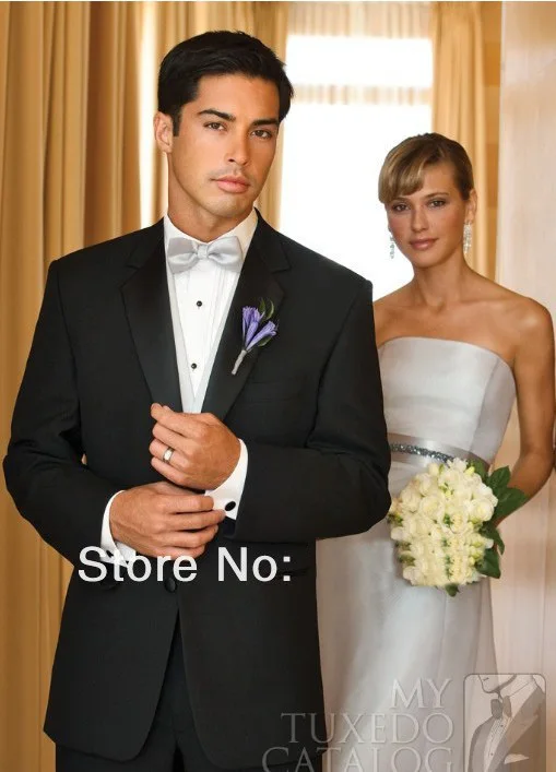 

Best selling Black Tailcoat Peak Lapel Groom Tuxedos Groomsmen Men Wedding Suits Prom Clothing (jacket+pants+waistcoat+tie)