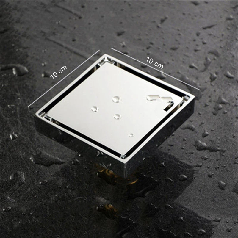 Bathroom 4 Inch Square Brass Invisible Floor Drain Waste 100*100mm Concealed Shower Drain Strainer 11-194