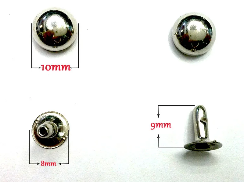 100 Sets 6/7/8/9/10/12/15 MM  Nails Leather Handbags / Shoes Metal Rivets Buckle Silver Mushroom Snap Fastener