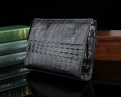 Real genuine crocodile head skin big size men wallet clutch with inner cow skin lining black/brown colors men business holder