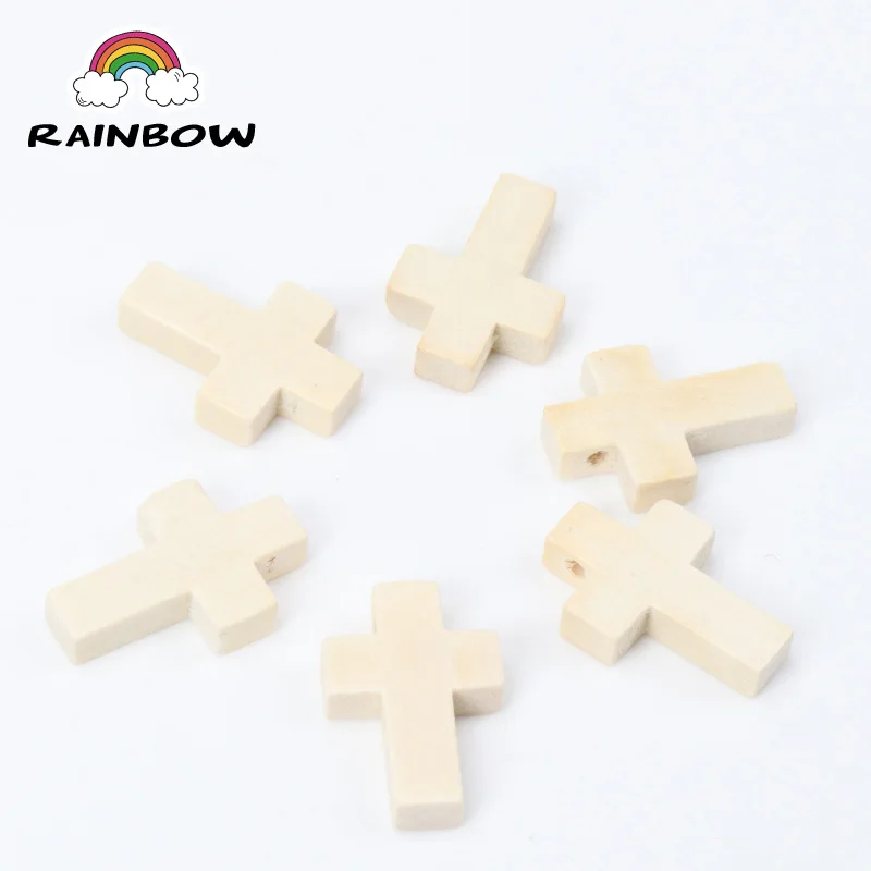 Faceted Natural Wooden Colors Cross Shape Spacer Beads For Jewelry Making DIY 22x15mm 50Pcs