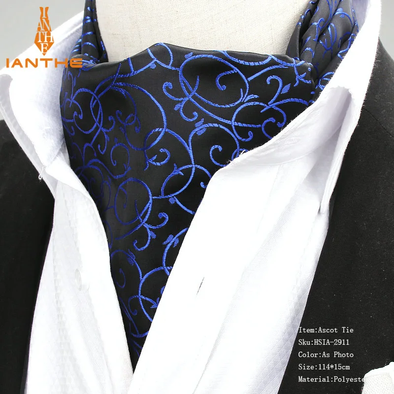 2018 Brand New Polyester Jacquard Men\'s Vintage Floral Jacquard Mens Cravats Novelty Wedding Slim Ascot Tie For Men Neckties Tie