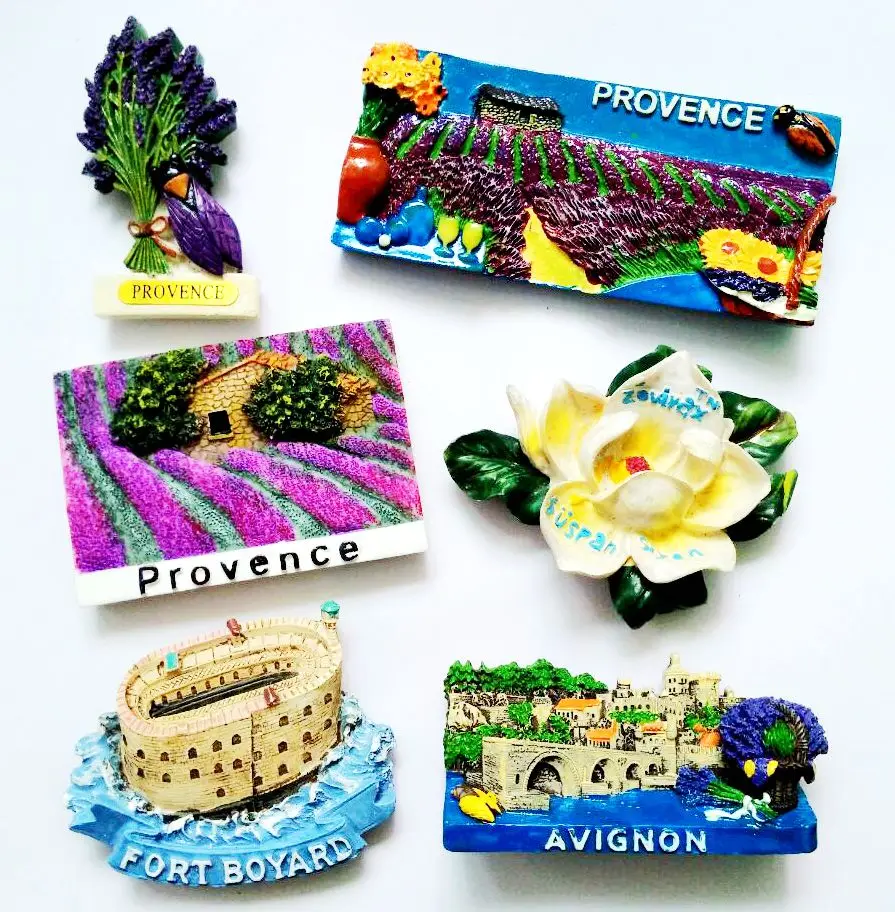 Handmade Painted France Provence Lavender 3D Fridge Magnets Tourism Souvenirs Refrigerator Magnetic Stickers Home Decor