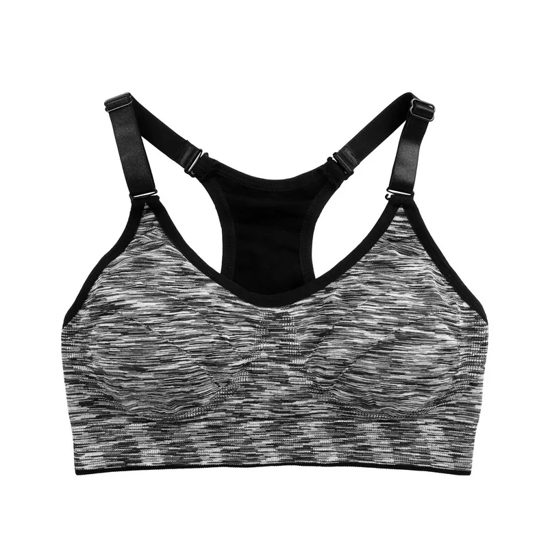 VEQKING 2Pcs Quick Dry Sports Bra,Women Padded Adjustable Shockproof Fitness Crop Top, Push Up Seamless Racer Back Yoga Running