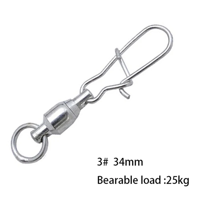 OUTKIT 10pcs/ Ball Bearing Fishing Swivel With Nice Snap Silver Stainless Steel Hard Fishing Lure Connector Accessories