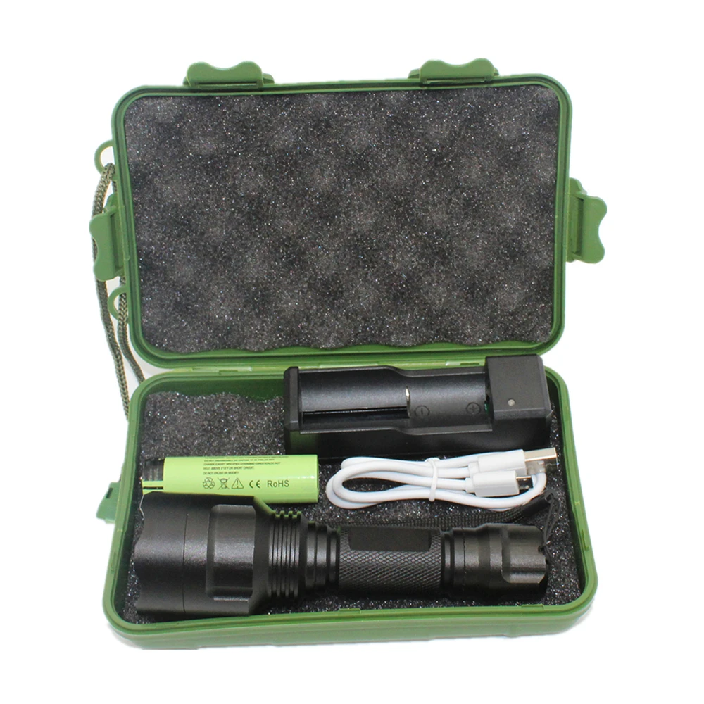 Portable LED Flashlight  L2 XM-L2 LED 1200 lumen hunting bike light aluminum torch 18650 battery USB charger gift box