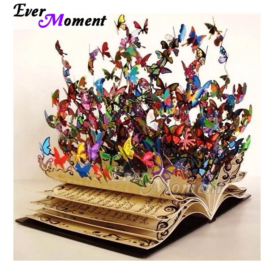 

Ever Moment Diamond Paint Sale Colorful Butterfly Book Diamond Painting Full Square Animals Cross Stitch Drill Art ASF1037