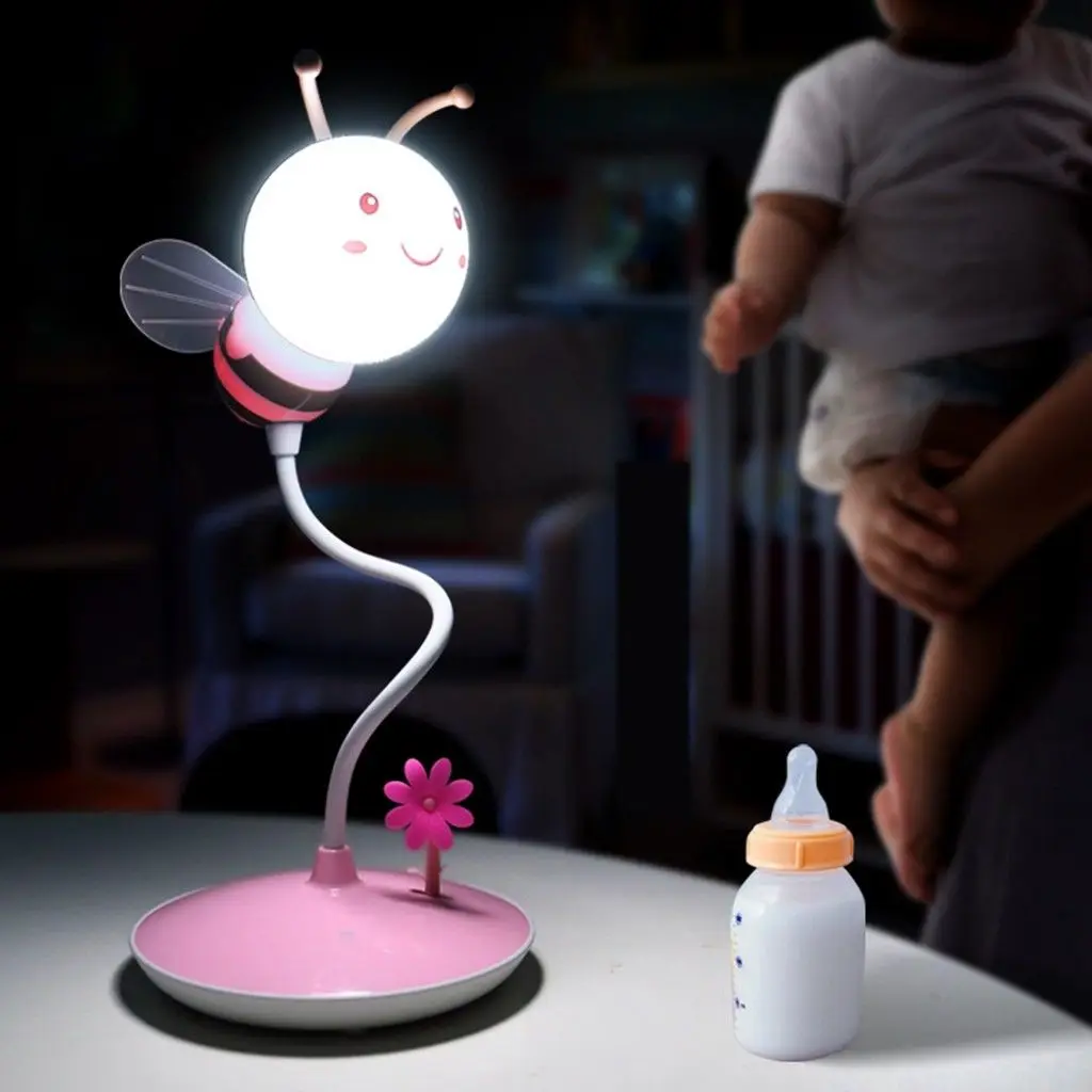 USB chargeable Bee Touch Sensor Cordless LED Desk Table Reading Lamp Cute  NightLight Touching Dimmable Baby Sleeping Creative