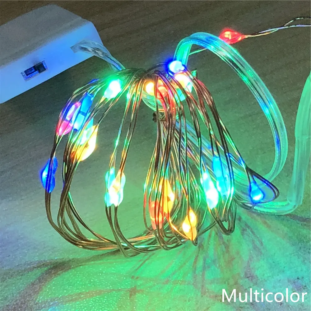 Nieuwe 2M 20Leds Copper Silver Wire Led String Lights Waterdicht Holiday Verlichting Voor Fairy Kerstboom Wedding Party decoratie