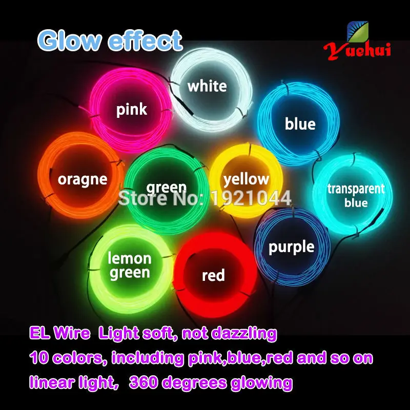 EL 와이어 LED 빛나는 조명, 장난감 공예, 정원 의류 로고, DIY 파티 장식, 인기 판매, 2.3mm EL 드라이버 미포함