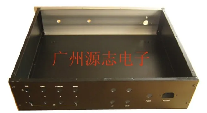 Chasis de preamplificador de sonido prémium, caja de amplificador de potencia de aluminio completo, 430x350x100mm, # M1
