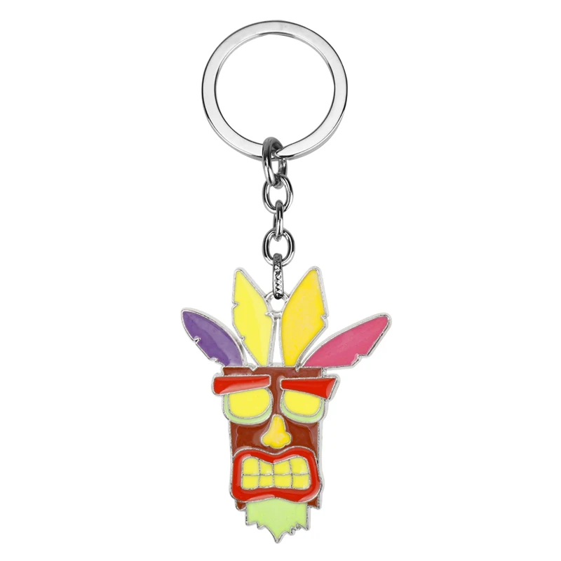 Game Crash Bandicoot Pendant Keychain Power Armor Cosplay Keyring Accessories Anime Figure Model Carton Dog Keychain Holder