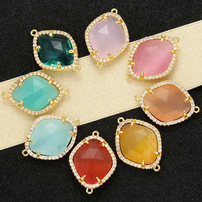 ZHUKOU High quality fashion 18x25mm crystal connector for handmade earring and necklace jewelry accessories model: VS383