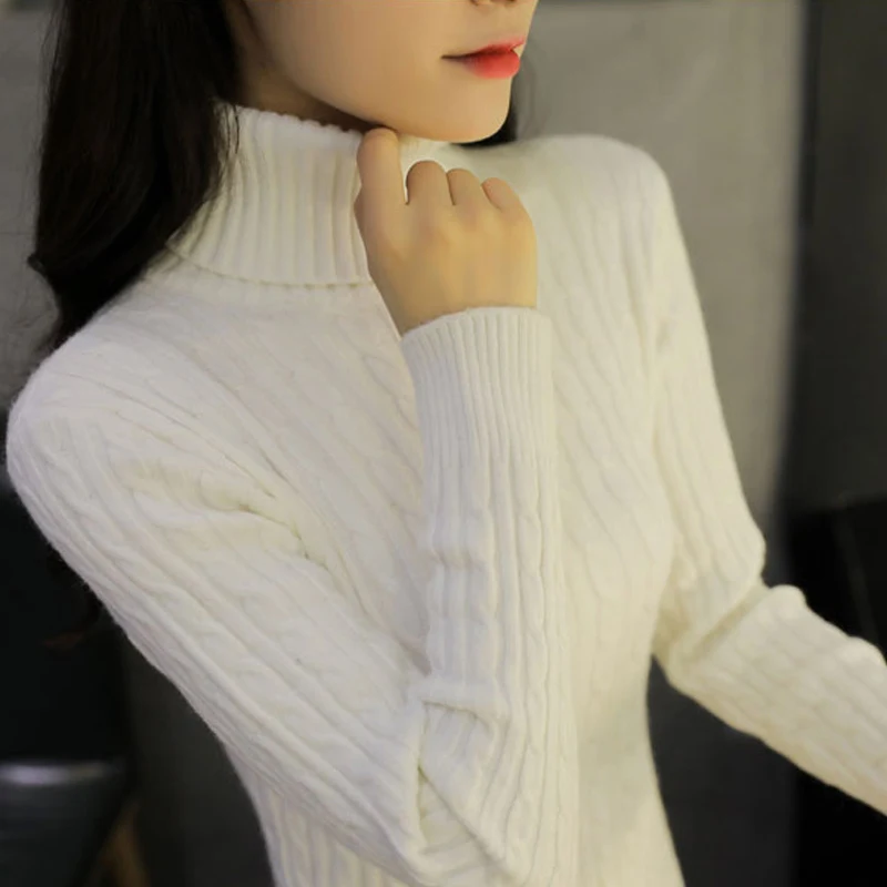 PEONFLY balck Turtleneck Women Autumn Warm Cashmere Sweater Women Pullovers Jumper Knit Sweater Female Pull Femme Burgundy