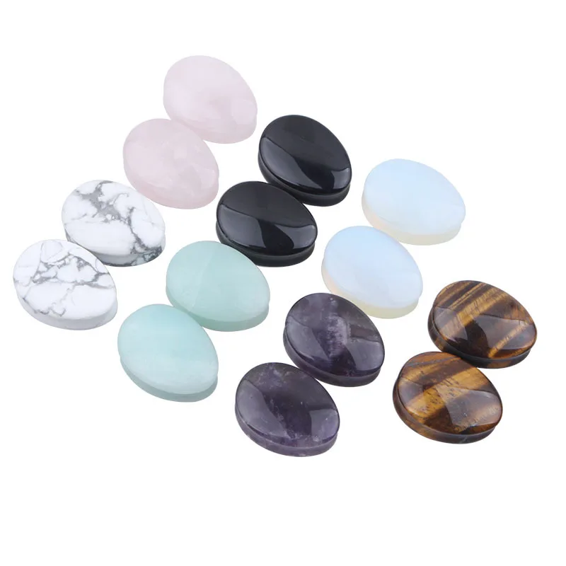 

Hot new stone Ear Plugs Flesh Tunnel water headphone 5 to 25MM ear piercing jewelry SEMI PRECIOUS STRETCHER TUNNEL TAPER SADDLE