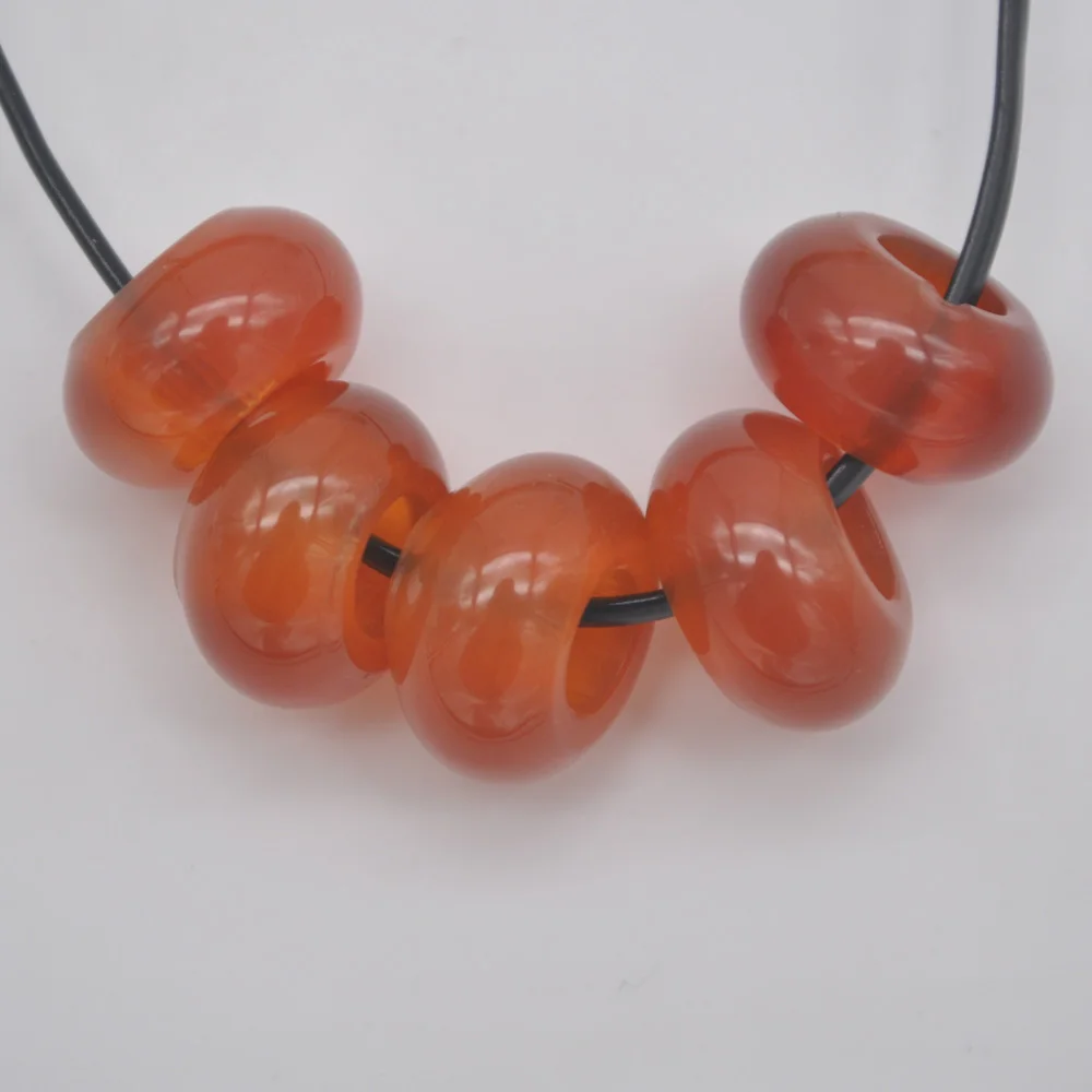 14MM Red Agate GEM Big Hole Loose Beads Fit Charms Jewelry Bracelet Findings (5 pcs/lot) H174