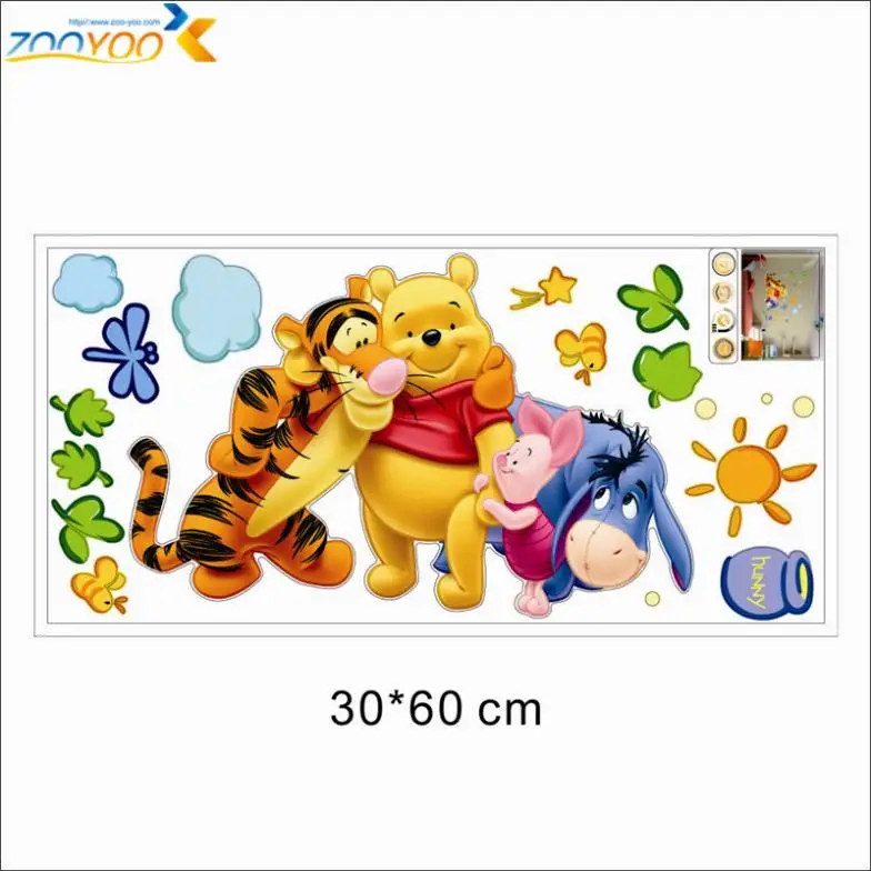 Winnie The Pooh With Friends Wall Stickers For Kids Room Home Decoration Cartoon Bear Pig Donkey Tiger animal Wall Mural Decal