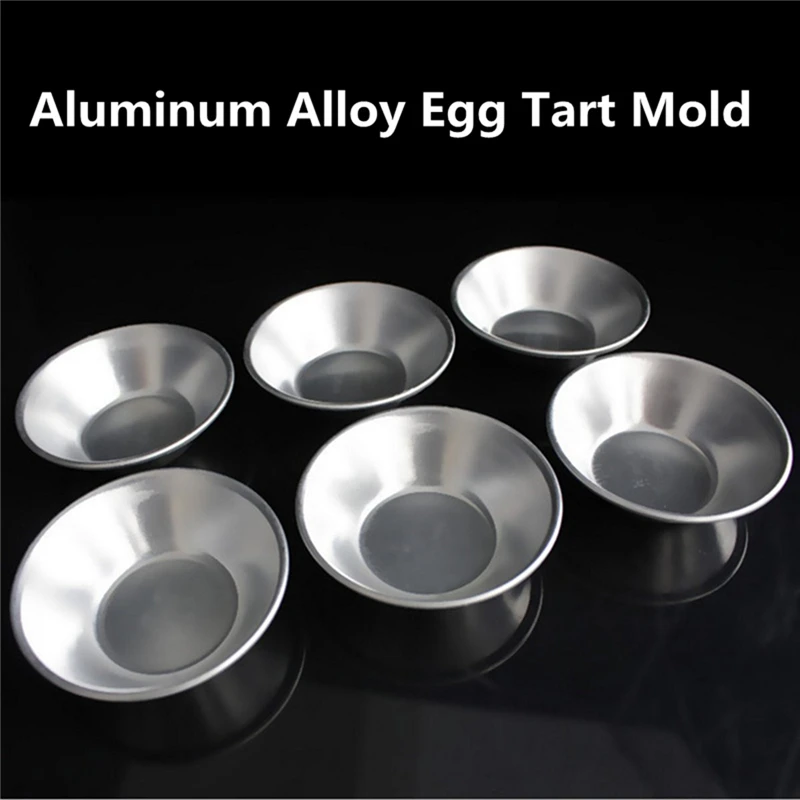 Aomily 6pcs/Set Silver Eggs Tarts Mold Mini Homemade Pie Quiche Baking Pan Cookies Pudding Mould DIY Baking Aluminum Alloy Tools