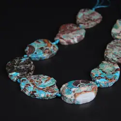 New!!! 9-10PCS/strand Raw Blue Ocean Stone Agates Slab Nugget Loose Beads,Natural Ocean Jades Gems Slice Pendants Jewelry Making