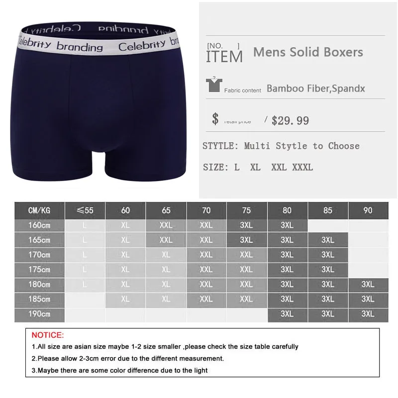 High Quality Boxer Shorts Mens 4PCS Underwear Soft Boxers Cotton Boxer Men Solid Boxer Plus Size Comfort Mens Underwear Branding