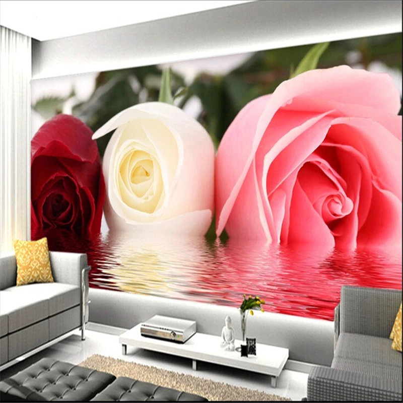 

beibehang Fashion Stereoscopic rose flower wall paper romantic living room bedroom wallpaper wall mural luxury painting