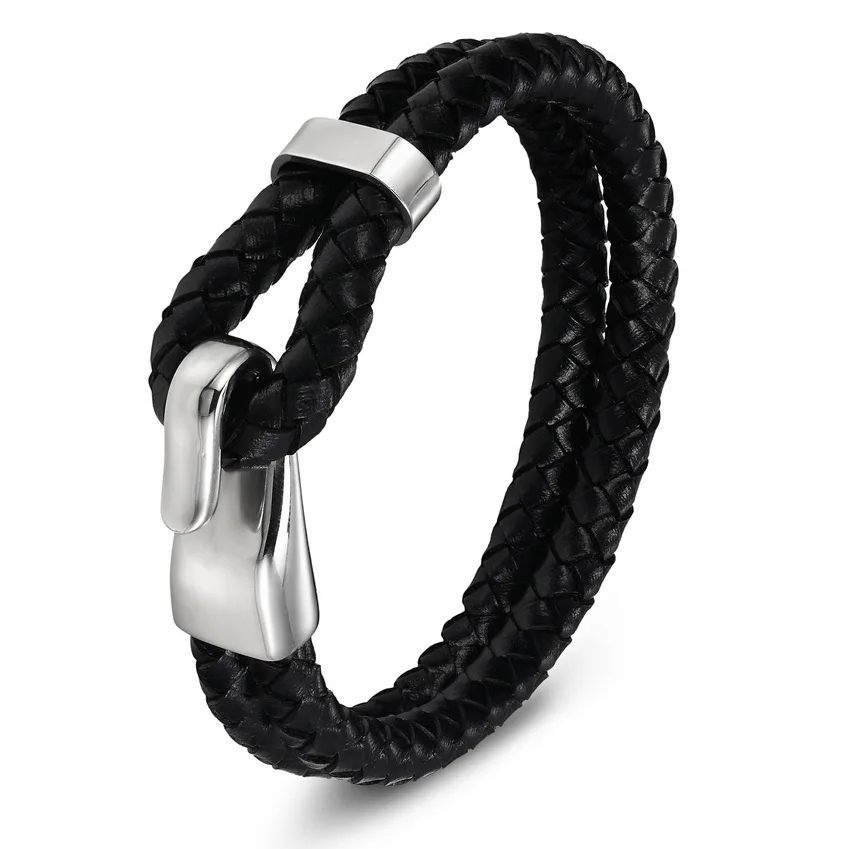 XQNI Genuine Leather Stainless Steel Bracelet For Women Bracelets & Bangles Female Leather Bracelet ladies Charm Toggle-clasps