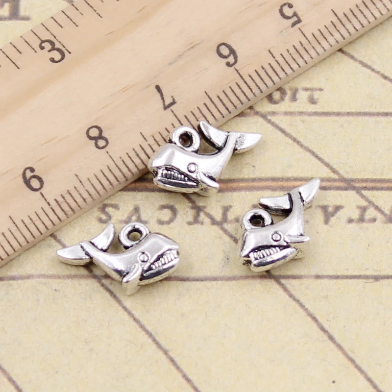 20pcs Charms Double Sided Whale 15x10mm Tibetan Bronze Silver Color Pendants Antique Jewelry Making DIY Handmade Craft