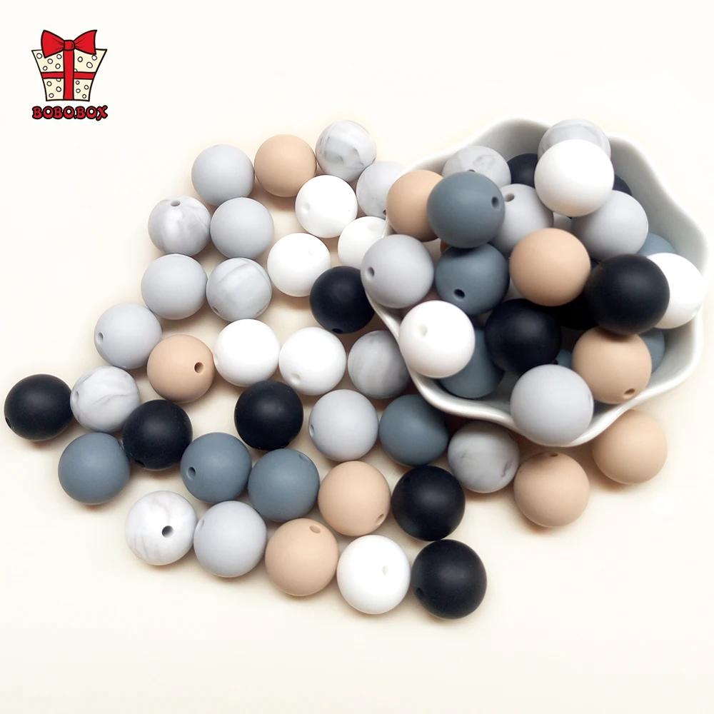 BOBO.BOX Wholesale 300pcs 9mm Silicone Beads Baby Toys Teething Beads Silicone BPA Free Necklaces Pacifier Chain Baby Teether