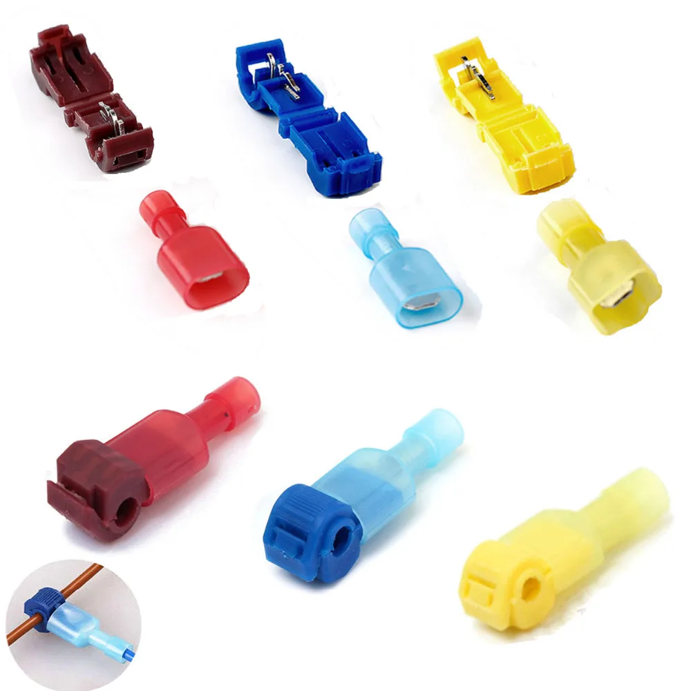 30/60/90pcs Scotch Lock Quick Splice Terminals Combo 22-10 AWG T-Tap/Male Insulated Wire Connectors