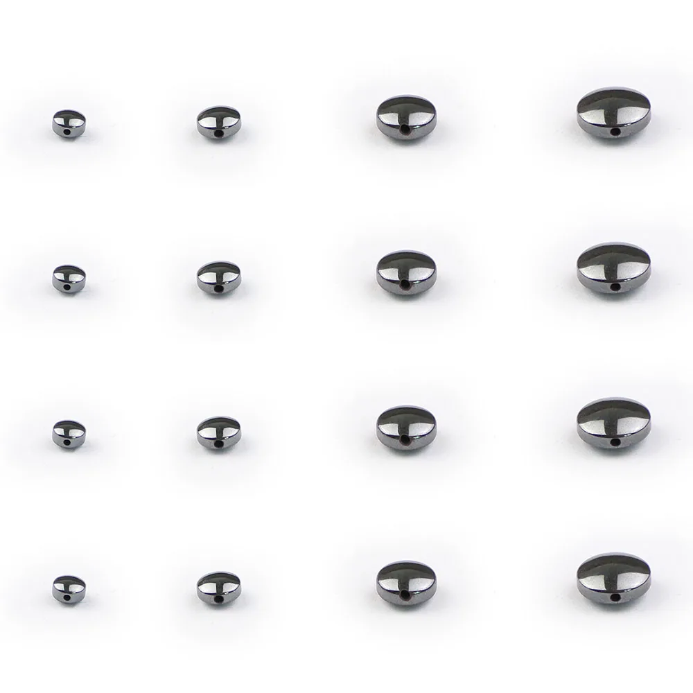 BTFBES Black Hematite Convex COINS Spacer Beads 4/6/8/10MM Natural Stone Hematite Flat Round Loose Beads for Jewelry Making DIY