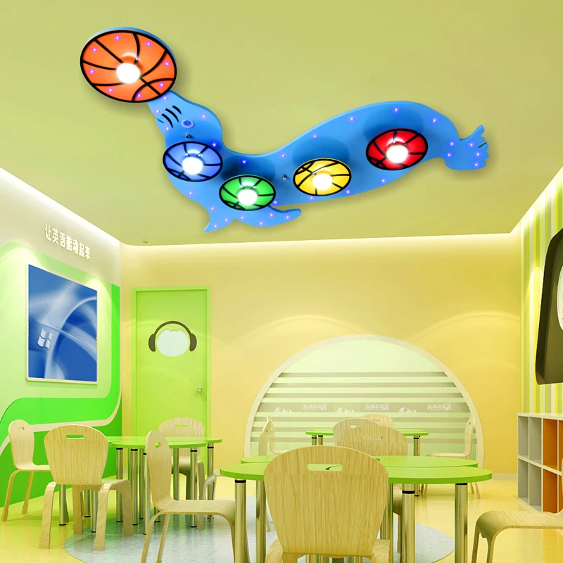 

Children's room LED ceiling lamp LED lamp boy/ Girl Bedroom creative cartoon eye care warm blue dolphin lighting lamps ZA897