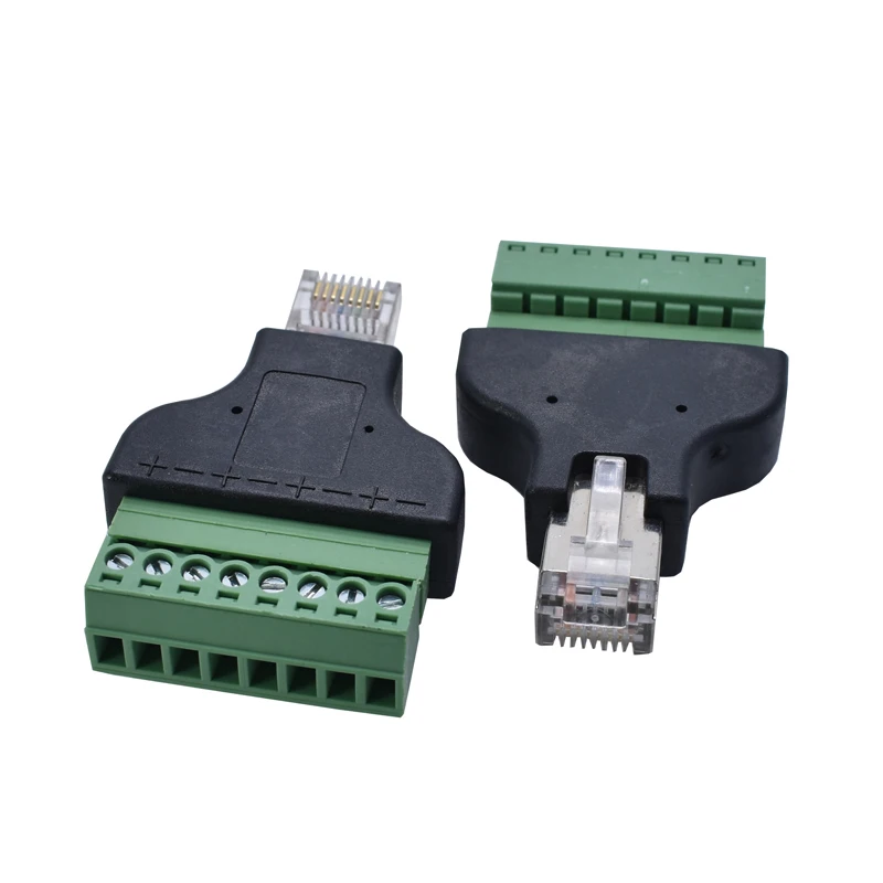 

1pcs Ethernet RJ45 Male Plug To AV Screw Terminal 8 Pin Block CCTV Converter Adapter RJ45 Female wholesale