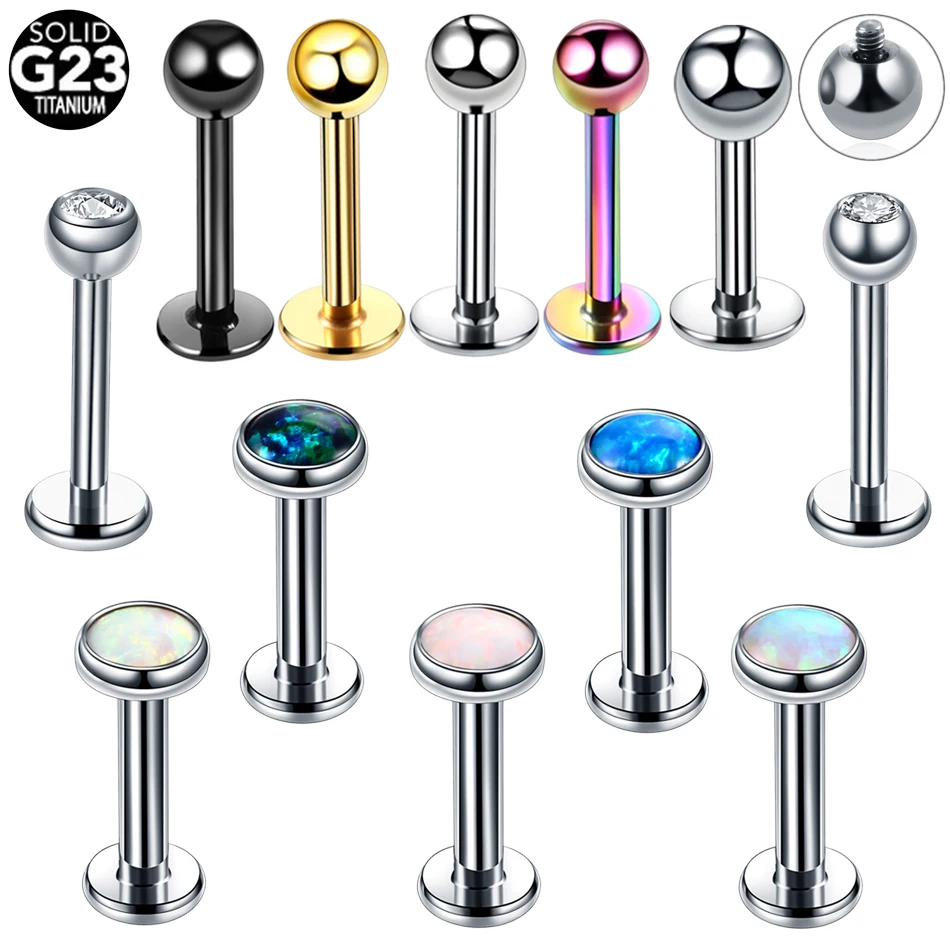 1PC ASTM-F136 Titanium Tragus Piercings Labret Stud Lip Rings Helix Piercing Ear Oreja Cartilage Earring 14G 16G Body Jewelry