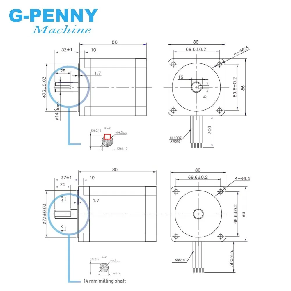 NEMA 34 CNC stepper motor 86x80mm 4.2N.m 4A D=14mm Nema34 stepping motor 570Oz-in for CNC engraving machine and 3D printer!