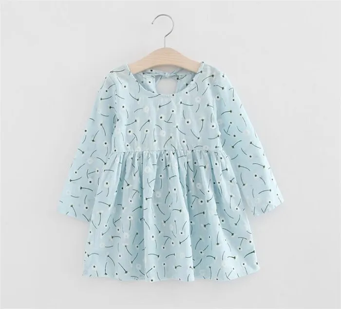 Primary School Girls Students Dress,Small&Medium Children Full Sleeve Cute Floral Princess Dress,For 90-130cm Height,not Fade