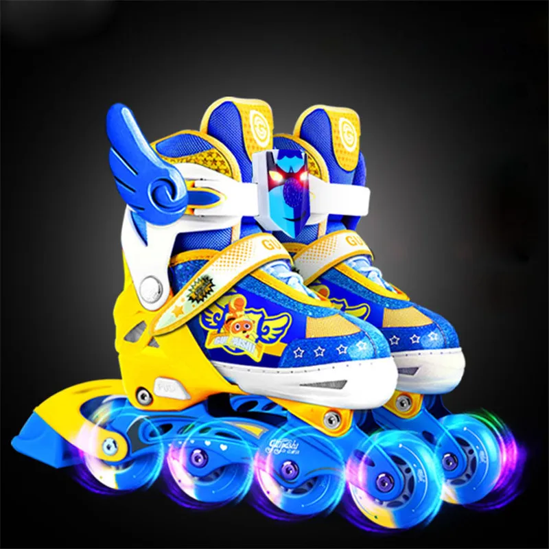 Bstfamly Kinderen Knipperende Roller Skate Schoenen Inline Dagelijks Straat Borstel Schaatsen Patines Nl Linea Verstelbare Pu Wielen Schoenen IA86