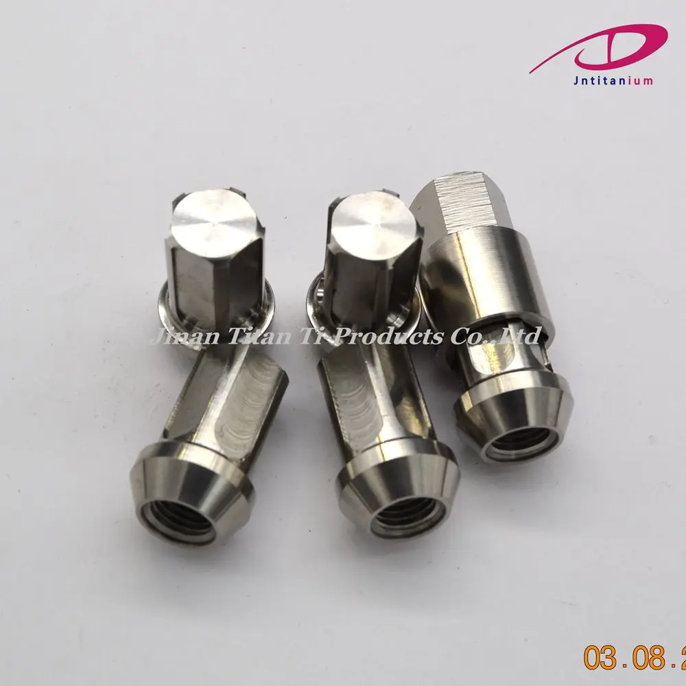 Jntitanti Gr5 titanium lug nut M12/14*1.25/1.5*35mm lock Anti-theft  4 nut+1 key close end