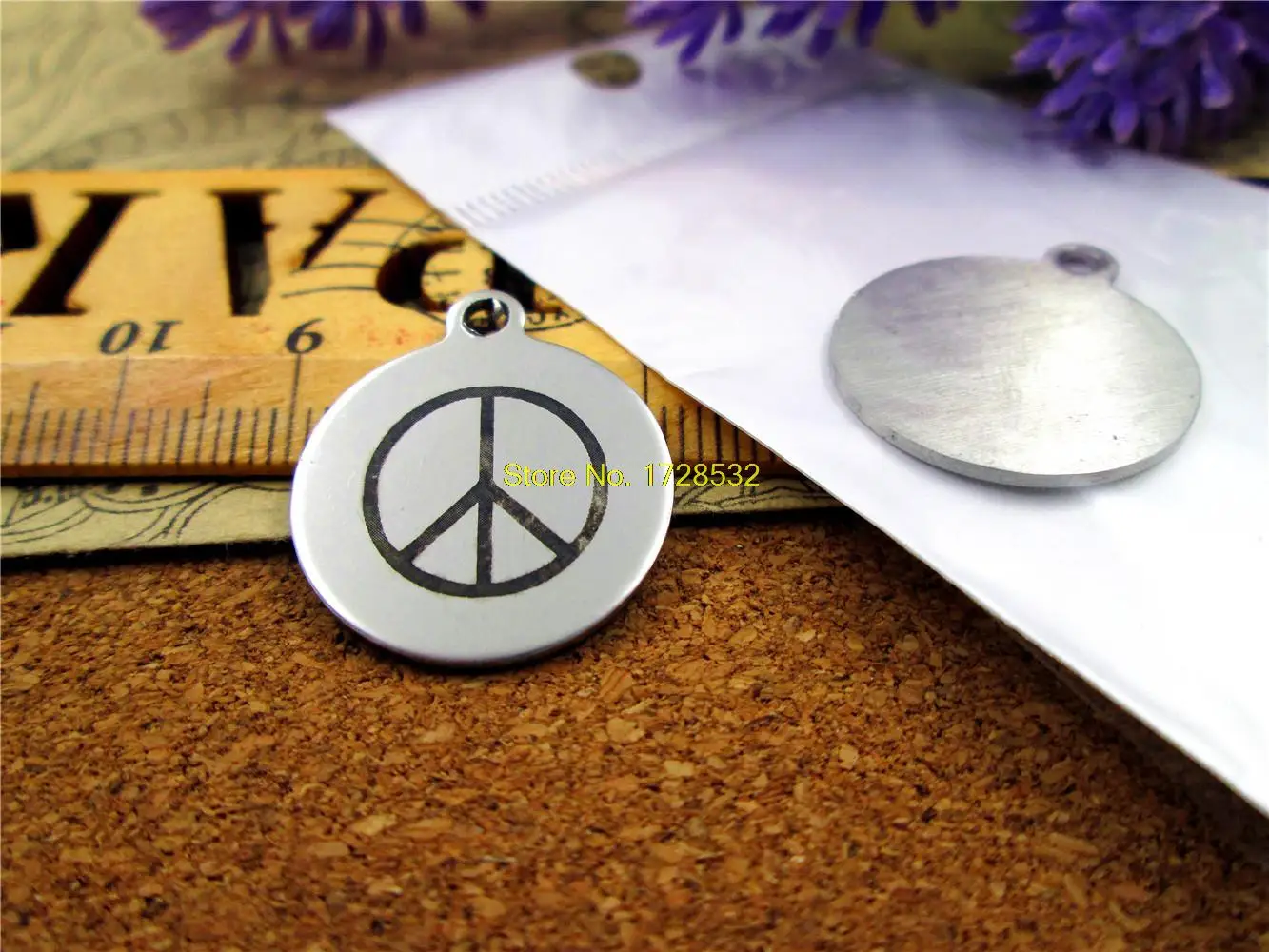 

20pcs--20mm stainless steel circle round "PEACE SYMBOL"one side DIY Charms Pendants