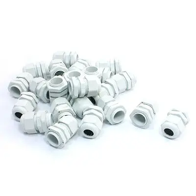 24Pcs PG11 5mm to 10mm Waterproof Connector Plastic Cable Gland White