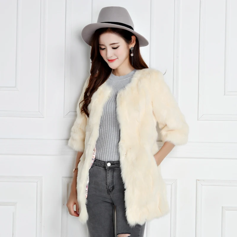 

2020 autumn and winter new Korean ladies Slim fashion women's special clearance in the long section of rabbit fur coat