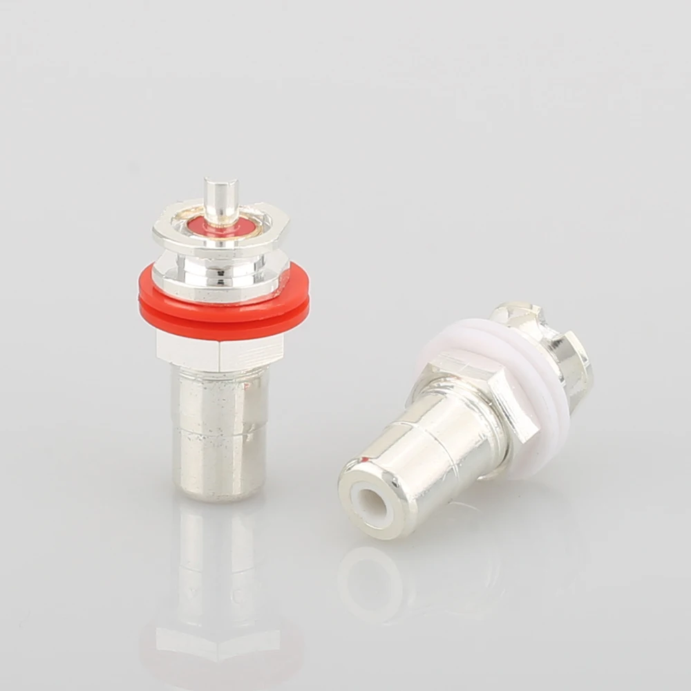 Adaptador de enchufe hembra de montaje en Panel, conector RCA Chapado en plata, 4 piezas