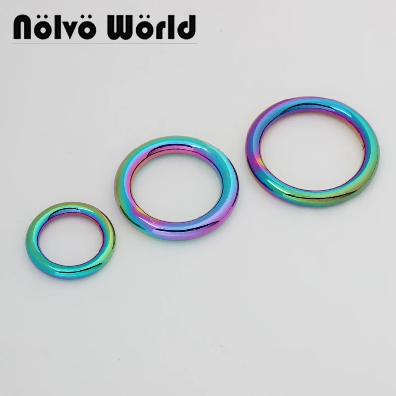 Nolvo World 5-20-100 pieces Rainbow 1.8cm 2.5cm 3cm closed O ring,Solid Cast Round rainbow ring for Sewing parts accessories