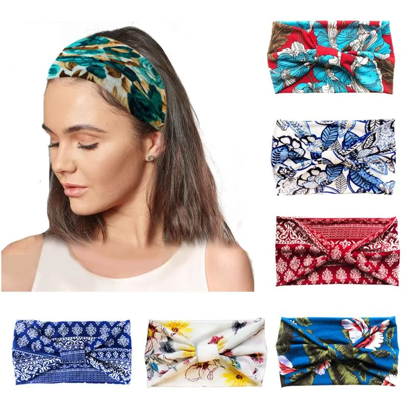 Turbante de Yoga para mujer, diadema ancha de tela de algodón, diadema elástica deportiva, accesorios para el cabello