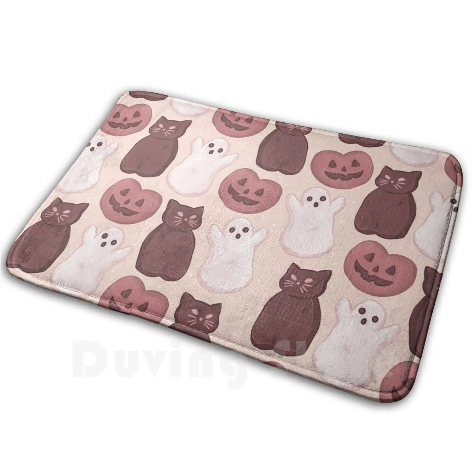 هالوين الخطمي لينة برتقالية لينة سجادة ضد الإنزلاق البساط 1339 السجاد وسادة كيتي اليقطين القرع جاك فانوس القط #1